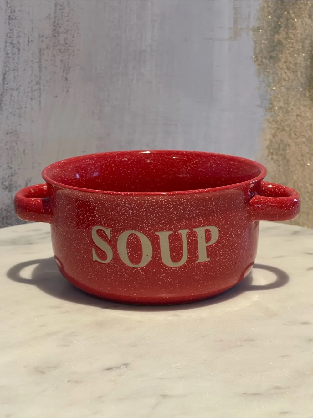 Set of ceramic soup bowls with handles Red, Camel, Teal and white 💗🎁
